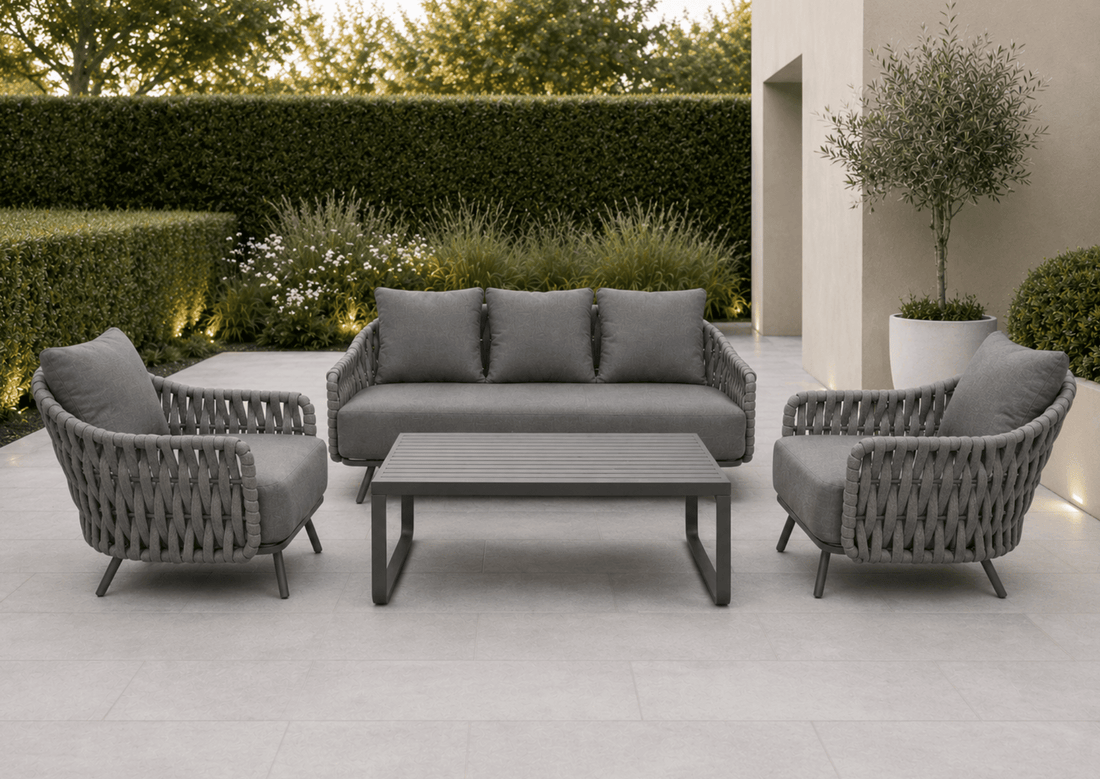 Capri Luxury Sofa Set Grey - Pre - order due 17th June - Order by 14th May for Free Parasol & Weather Cover - The Outlet Home