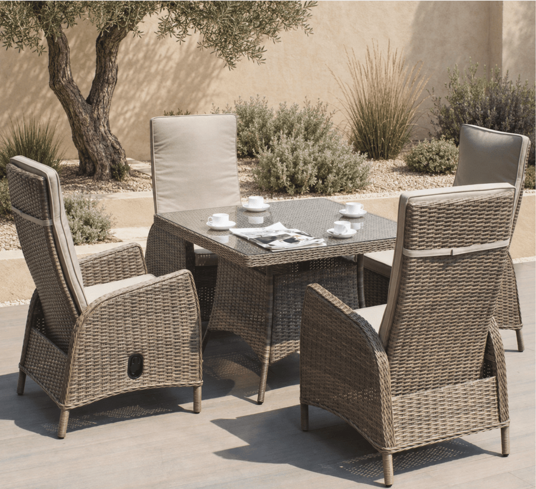 Cookstown Luxury 4 Seat Recliner Dining Set - Dubai Sand - The Outlet Home