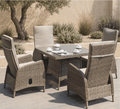 Cookstown Luxury 4 Seat Recliner Dining Set - Dubai Sand - The Outlet Home