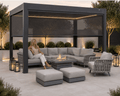 Cosmo Premium Aluminium Pergola 4x3m (approx 13ft x 10ft) LED Lights, 4 x windproof retractable sides + 5 year warranty + free delivery - The Outlet Home