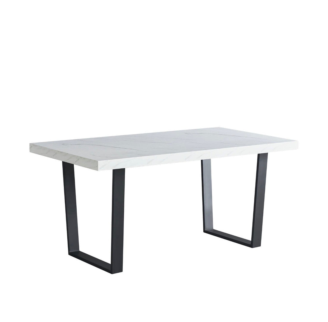 Dannis MDF Dining Table with Marble Effect - The Outlet Home