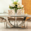 Denver 1.8m Grey Marble Dining Table with 4 or 6 Cheshire Chairs Champagne - The Outlet Home