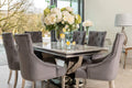 Denver 1.8m Grey Marble Dining Table with 4 or 6 Cheshire Chairs Dark Grey - The Outlet Home