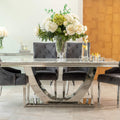 Denver 1.8m Grey Marble Dining Table with 4 or 6 Cheshire Chairs Dark Grey - The Outlet Home