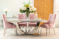Denver 1.8m Grey Marble Dining Table with 4 or 6 Cheshire Chairs Pink - The Outlet Home