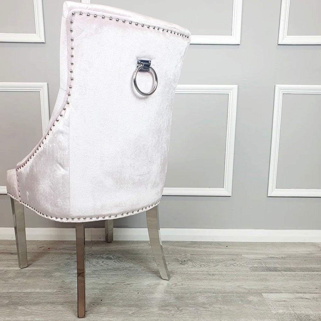 Duke Dining Chair Pink Velvet - The Outlet Home