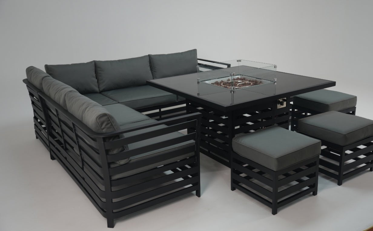Envoy Aluminium Corner Sofa with Firepit Dining Table - Pre - order due April 2026 - The Outlet Home