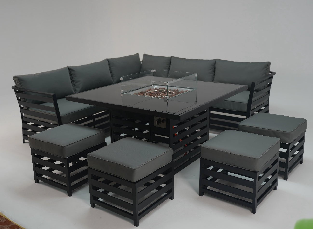 Envoy Aluminium Corner Sofa with Firepit Dining Table - Pre - order due April 2026 - The Outlet Home