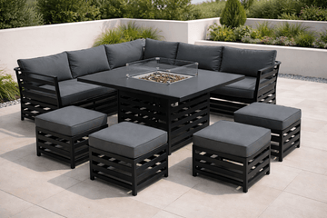 Envoy Aluminium Corner Sofa with Firepit Dining Table - Pre - order due April 2026 - The Outlet Home