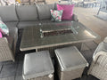 Ex Display Antigua Corner Sofa Set with Rising Fire Pit Table with Chair - The Outlet Home