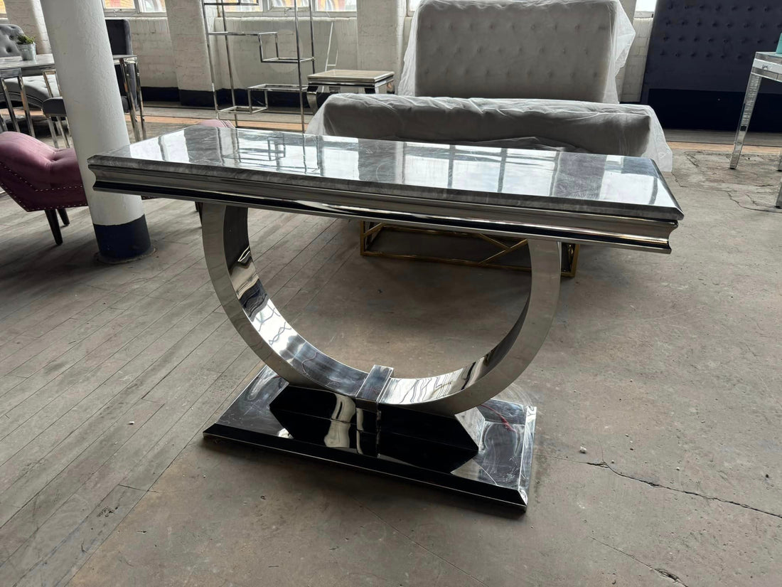 Ex Display Arianna Console Table Grey Marble - The Outlet Home