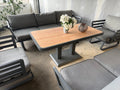Ex Display Helsinki Luxury Aluminium Sofa Set with Rise and Fall Ceramic Dining Table - The Outlet Home