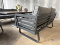 Ex Display Helsinki Luxury Aluminium Sofa Set with Rise and Fall Ceramic Dining Table - The Outlet Home