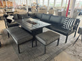 Ex Display Miami Black Aluminium Corner Sofa Set with Fire Pit Table - The Outlet Home
