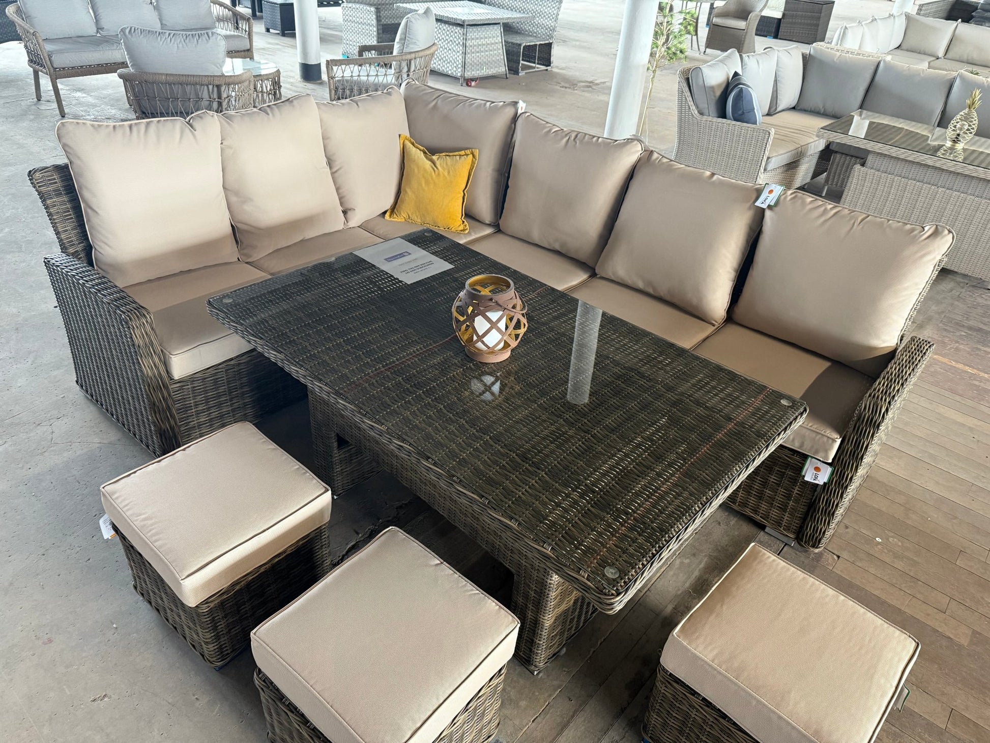 Ex Display Monte Carlo Corner Sofa Set with Rise & Fall Dining Table - The Outlet Home