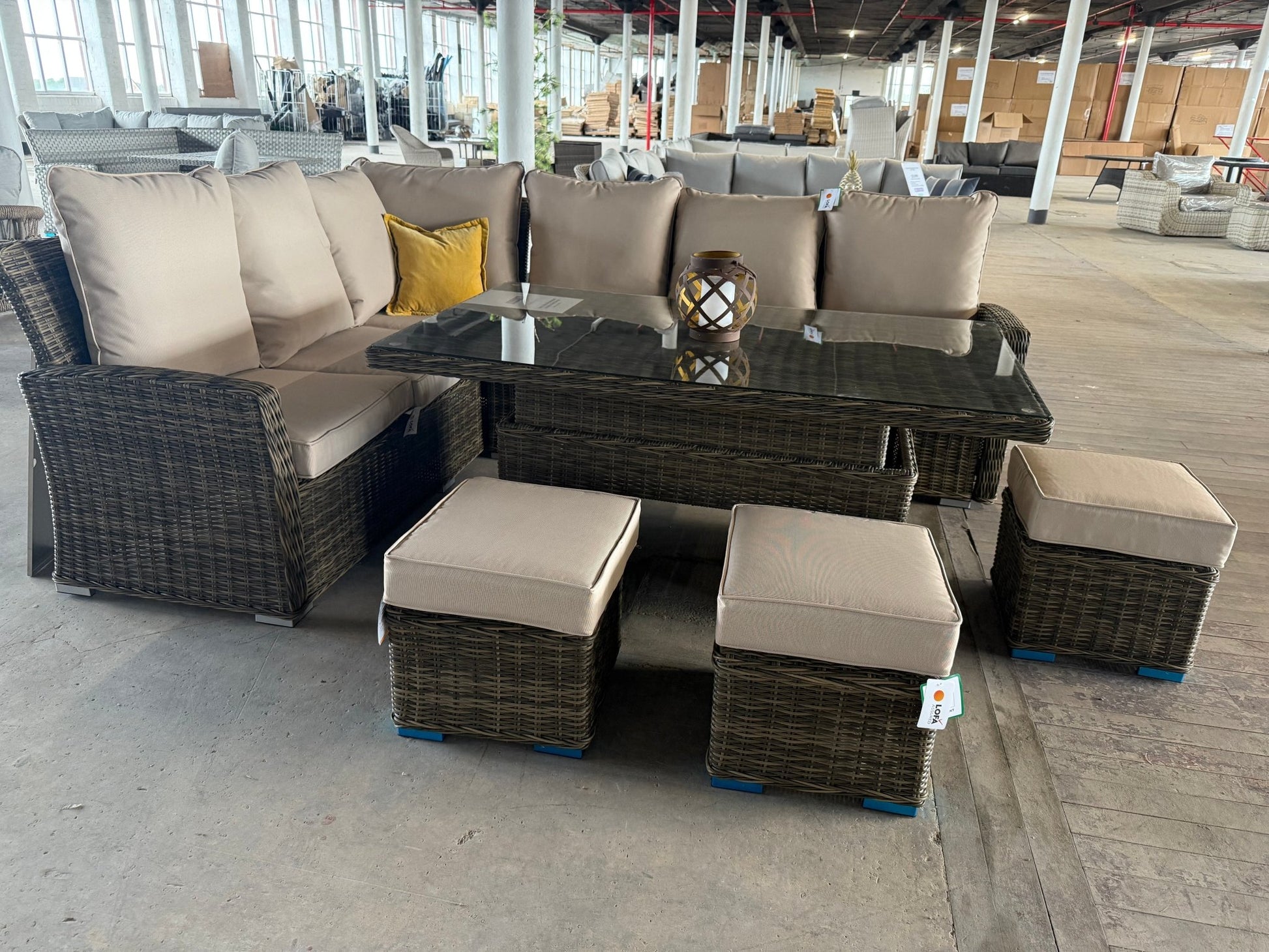 Ex Display Monte Carlo Corner Sofa Set with Rise & Fall Dining Table - The Outlet Home