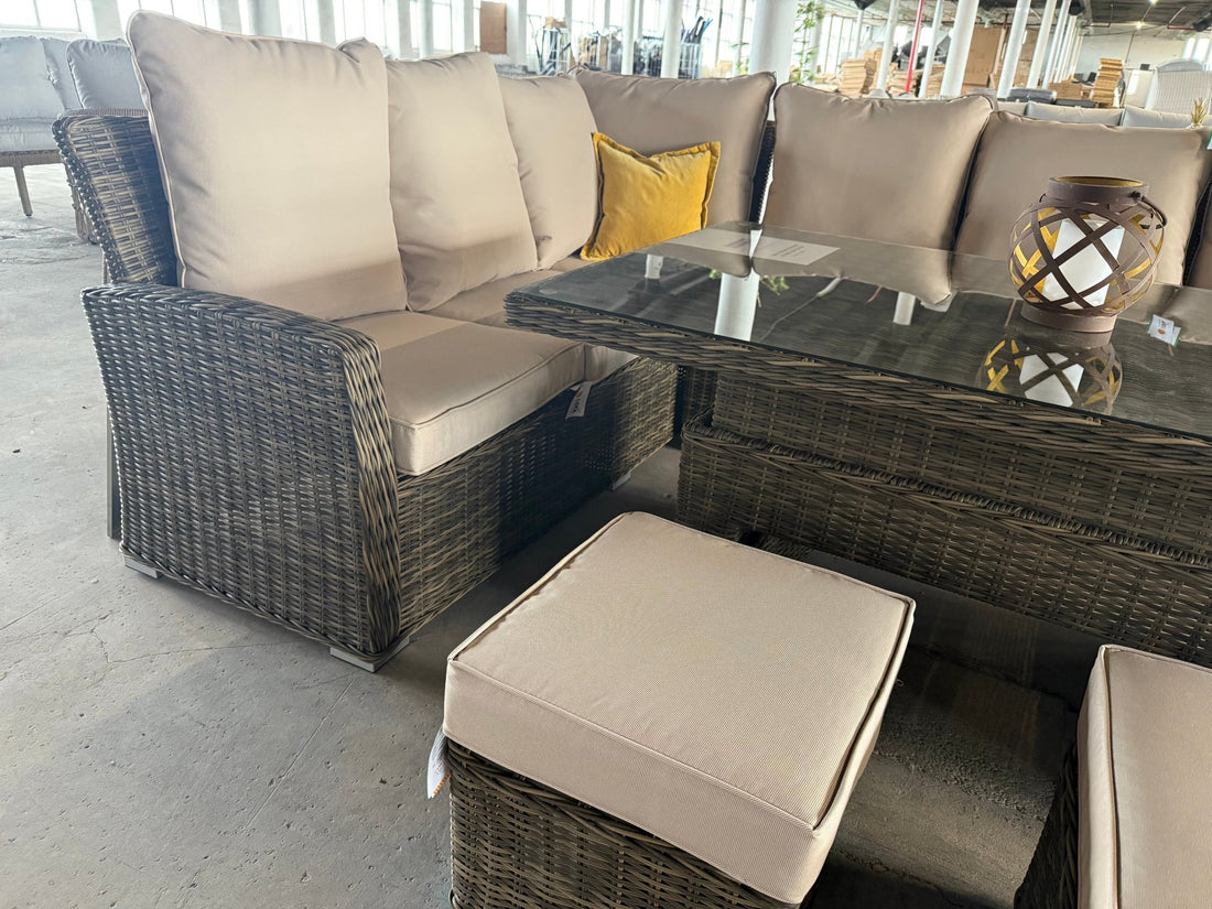 Ex Display Monte Carlo Corner Sofa Set with Rise & Fall Dining Table - The Outlet Home
