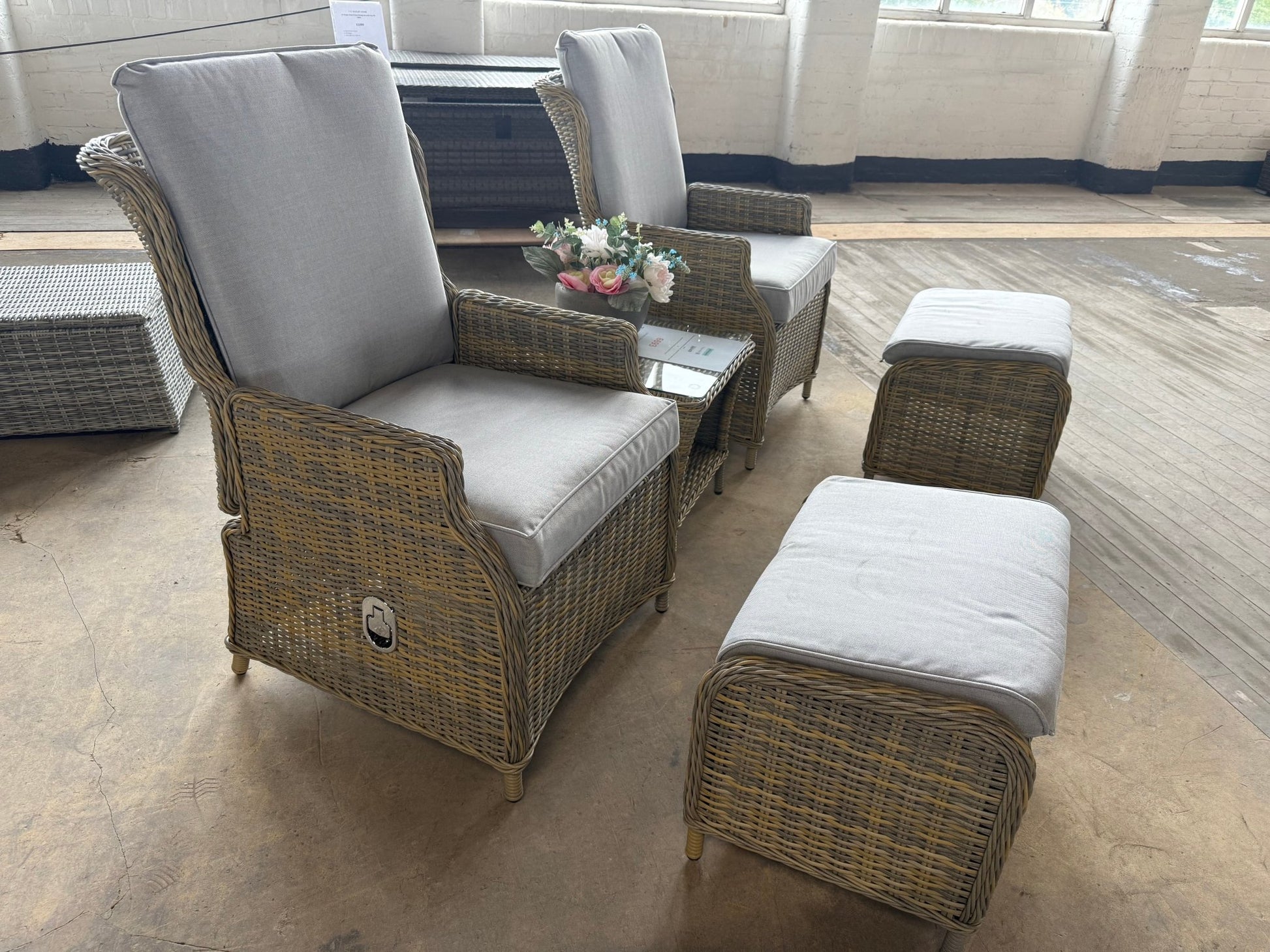 Ex Display Portofino Luxury Recliners Garden Furniture Set - The Outlet Home