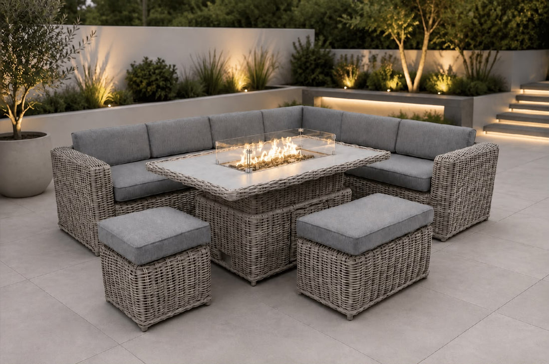 Ex Display Santa Monica Luxury Edition with Rise & Fall Fire Pit Table (Left Side) - The Outlet Home