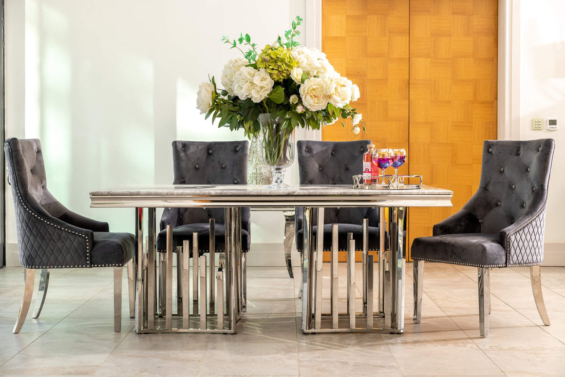 Fleur 1.8 Dining Table Table with 4 or 6 Bentley Dining Chairs - The Outlet Home