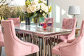 Fleur 1.8 Dining Table Table with 4 or 6 Duke Pink Dining Chairs - The Outlet Home