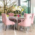Fleur 1.8 Dining Table Table with 4 or 6 Duke Pink Dining Chairs - The Outlet Home