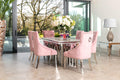 Fleur 1.8 Dining Table Table with 4 or 6 Duke Pink Dining Chairs - The Outlet Home