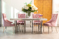 Fleur 1.8 Dining Table Table with 4 or 6 Duke Pink Dining Chairs - The Outlet Home