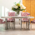 Fleur 1.8 Dining Table Table with 4 or 6 Duke Pink Dining Chairs - The Outlet Home