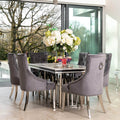 Fleur 1.8 Dining Table Table with 4 or 6 Jessica Grey Dining Chairs - The Outlet Home