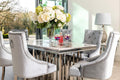 Fleur 1.8 Dining Table Table with 4 or 6 Jessica Silver Dining Chairs - The Outlet Home