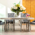 Fleur 1.8 Dining Table Table with 4 or 6 Jessica Silver Dining Chairs - The Outlet Home