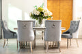 Fleur 1.8 Dining Table Table with 4 or 6 Jessica Silver Dining Chairs - The Outlet Home