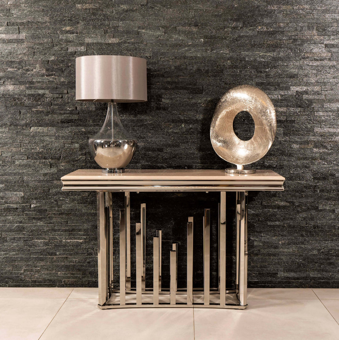 Fleur Console Table Grey or Cream Marble - The Outlet Home