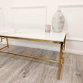 Geo Gold Coffee Table with Polar White Sintered Top - The Outlet Home