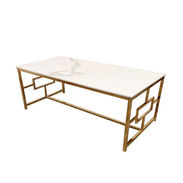 Geo Gold Coffee Table with Polar White Sintered Top - The Outlet Home