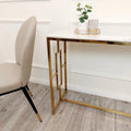 Geo Gold Console Table with Polar White Sintered Top - The Outlet Home
