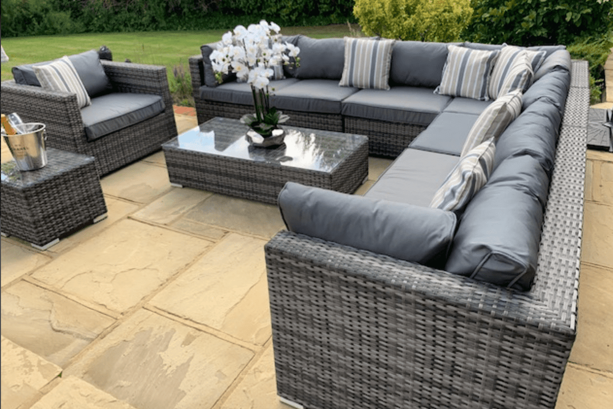 Georgia Luxury Modular Corner Sofa Set – Grey Ribbon Weave - The Outlet Home