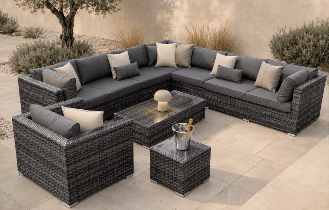Georgia Luxury Modular Corner Sofa Set – Grey Ribbon Weave - The Outlet Home