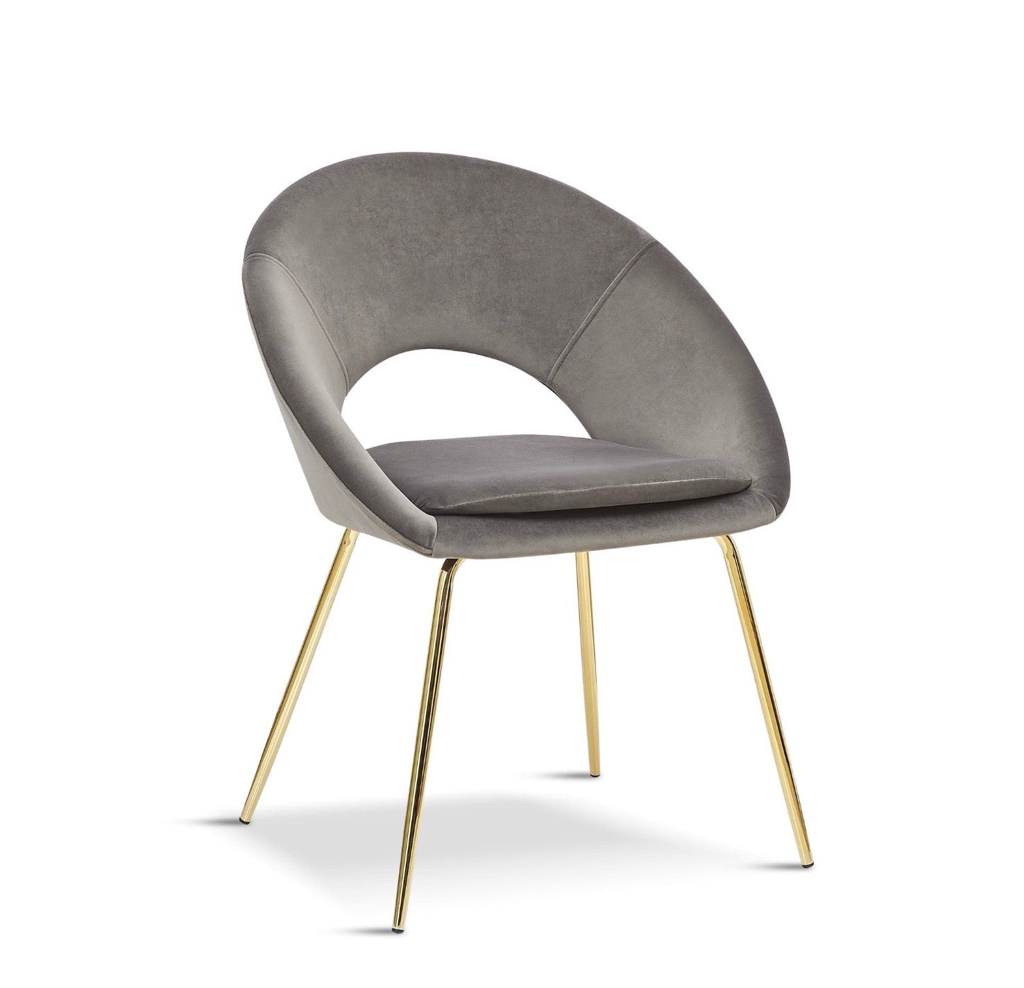 Grey Open Back Dining Chair With Gold Legs x 2 - The Outlet Home