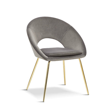 Grey Open Back Dining Chair With Gold Legs x 2 - The Outlet Home