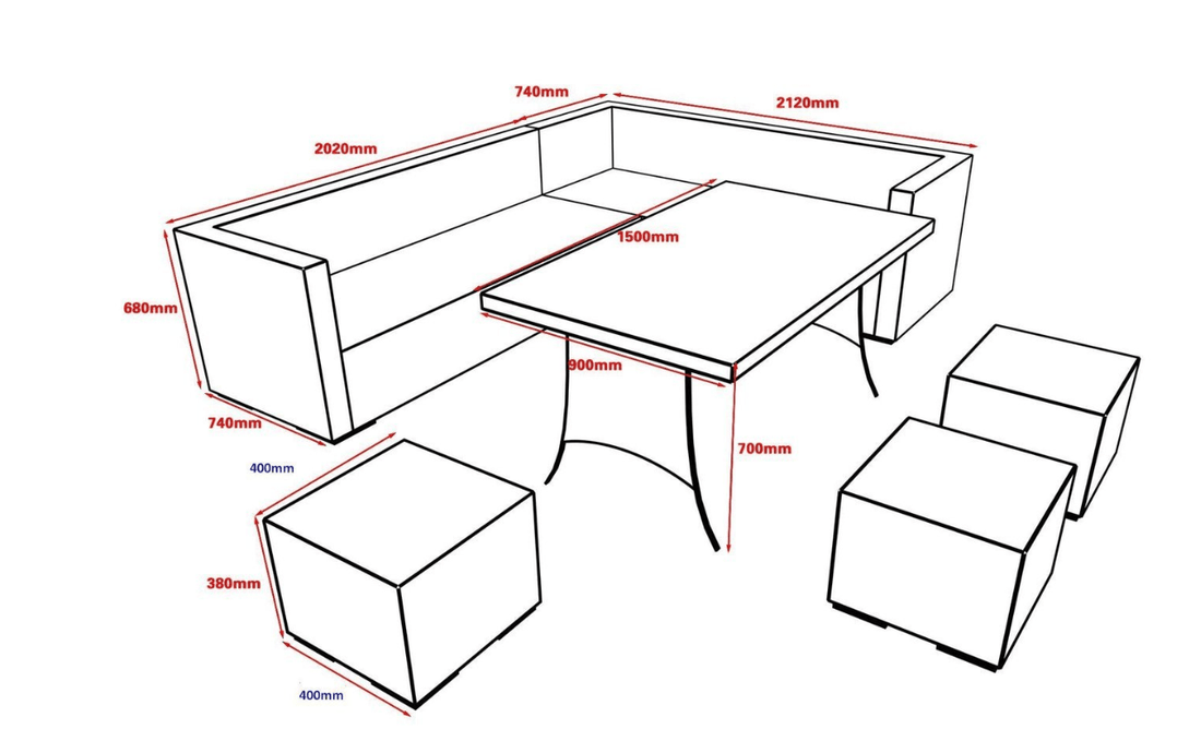 Hampton Rattan Corner Sofa Casual Dining Set Grey or Brown - The Outlet Home