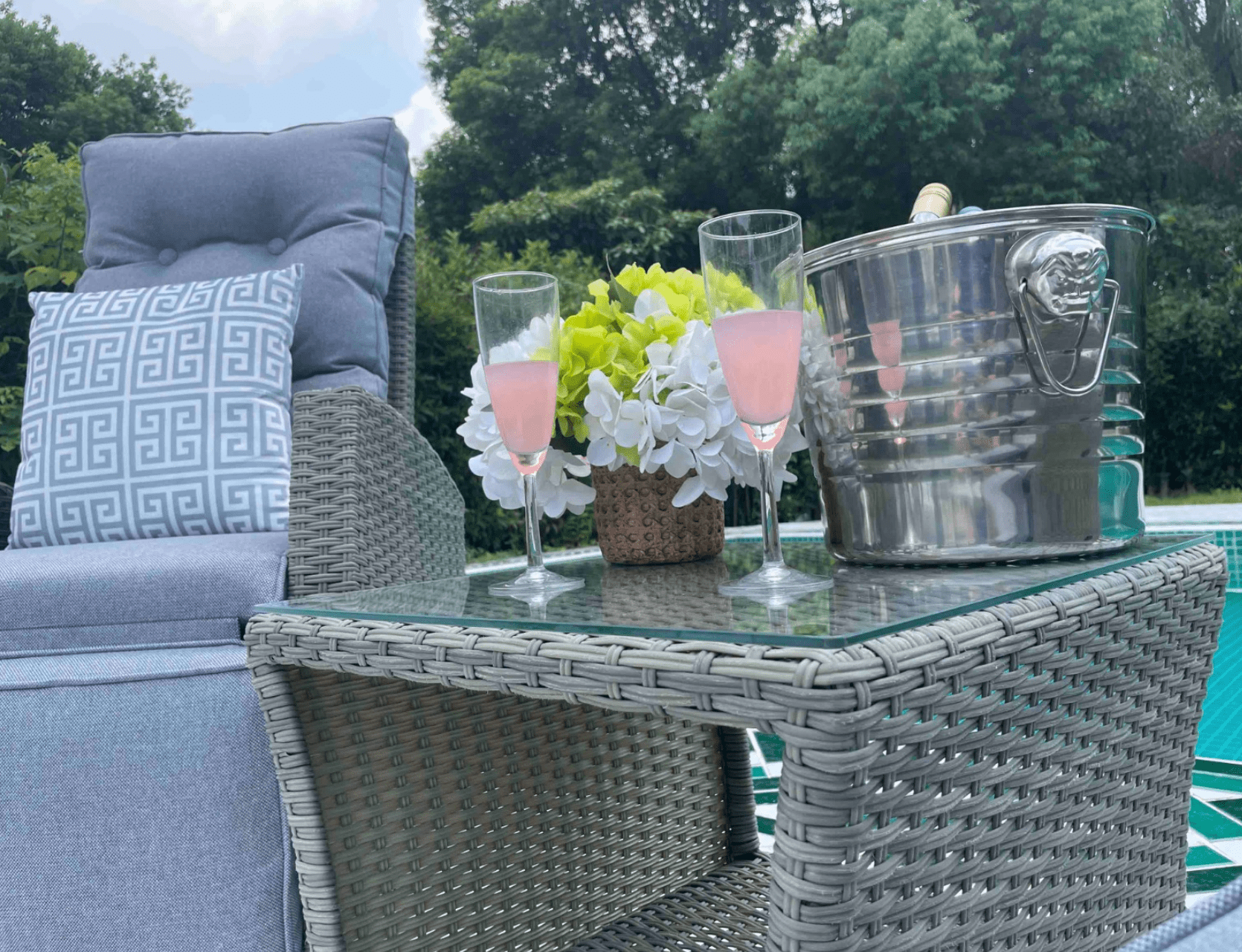 Hampton Grey Recliner Armchairs with Coffee Table - The Outlet Home