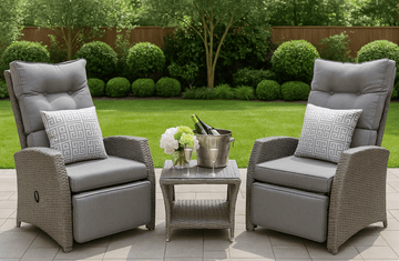 Hampton Grey Recliner Armchairs with Coffee Table - The Outlet Home