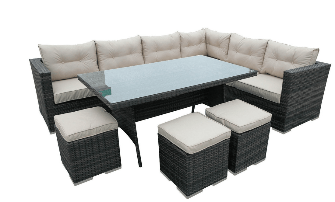Hampton Rattan Corner Sofa Casual Dining Set Brown - The Outlet Home