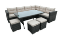 Hampton Rattan Corner Sofa Casual Dining Set Brown - The Outlet Home