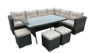 Hampton Rattan Corner Sofa Casual Dining Set Brown - The Outlet Home