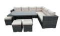 Hampton Rattan Corner Sofa Casual Dining Set Brown - The Outlet Home