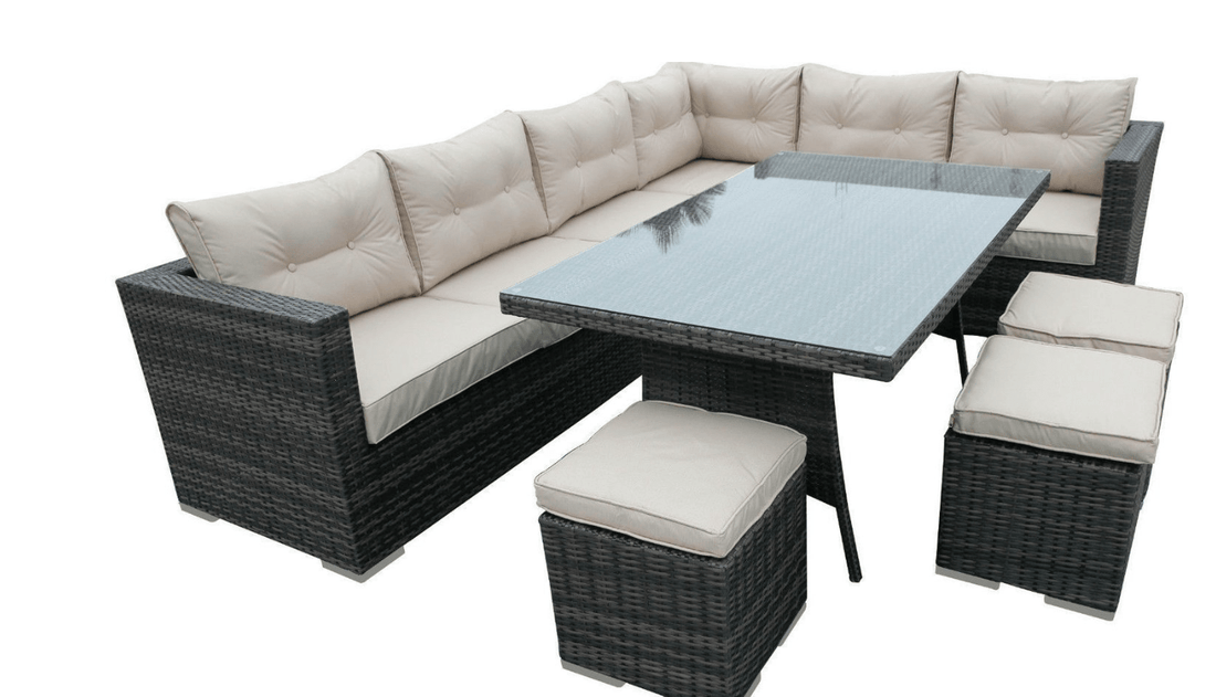 Hampton Rattan Corner Sofa Casual Dining Set Brown - The Outlet Home