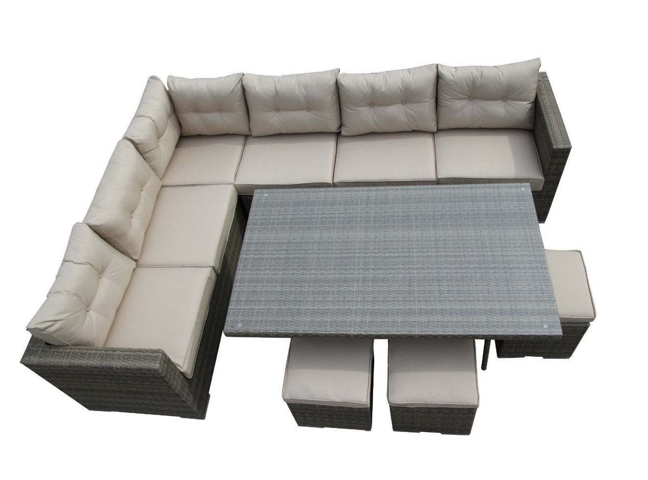 Hampton Rattan Corner Sofa Casual Dining Set Grey, Mixed Brown or Natural - The Outlet Home